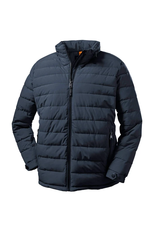 STOY Men's MN Quilted Jacket in Down Look with Roll-Up Hood, Dark Navy, 3XL