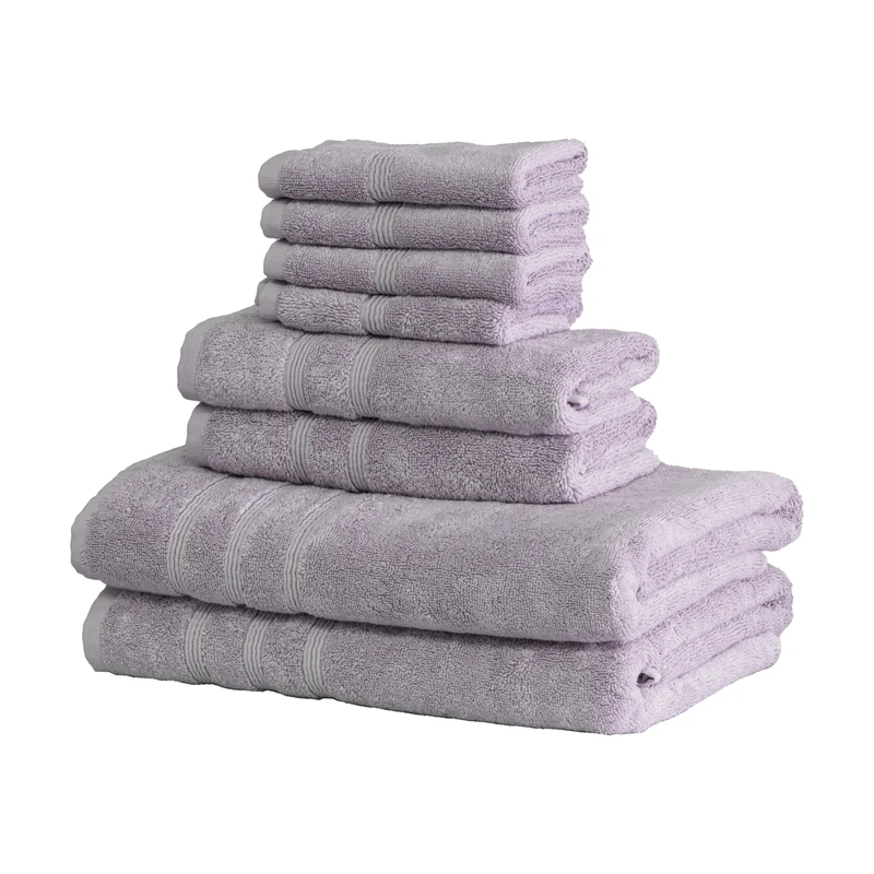 Mosobam Luxury Turkish Towel Set 8 Pack 30"x58", 16"x30", 13"x5", Aura Lavender, 700 GSM, Bamboo Viscose & Combed Aegean Turkish Cotton