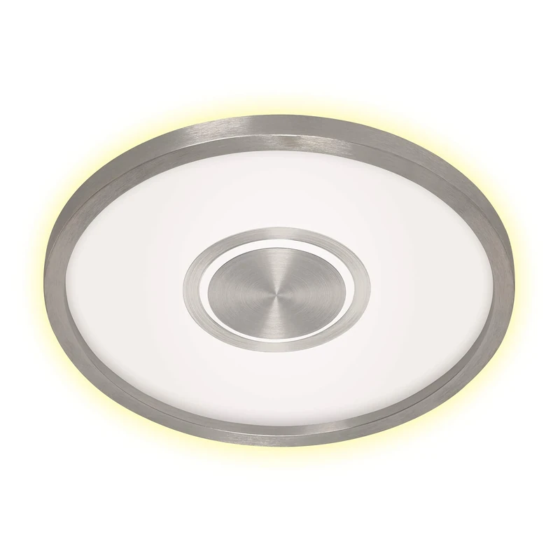 BRILONER Leuchten - LED Ceiling Light, Ceiling lamp incl. Backlight Effect, 22 watts, 3,000 lumens, 3,000 Kelvin, White/matt-Nickel, 425 x 36 mm (D x H)