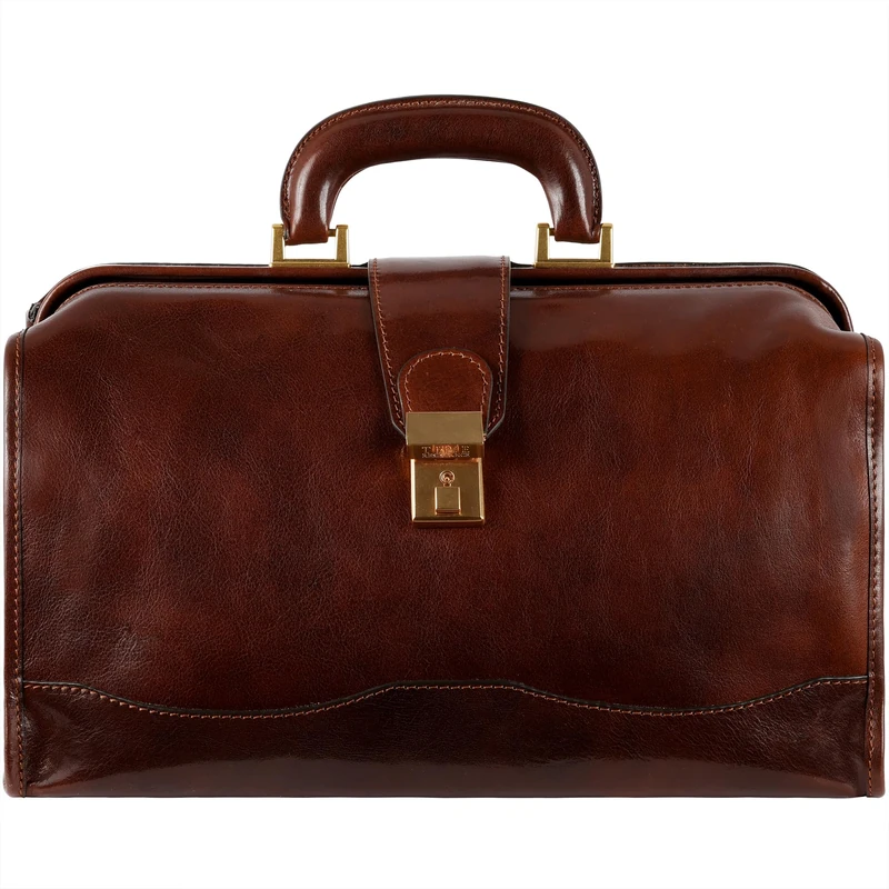 Time Resistance Leather Doctor Bag - Vintage Style Leather Handbag - Briefcase for Men and Women (Brown)