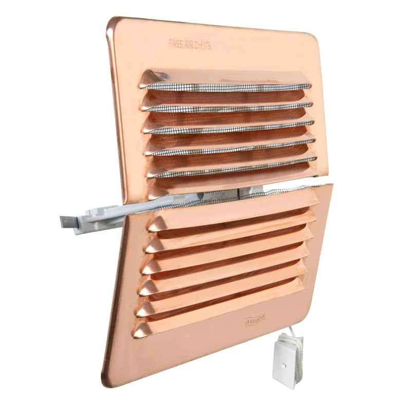 La Ventilazione LBDFR1916RA Ventilation Grille Rectangular Folding Copper with Insect Net Dimensions 193 x 165 mm