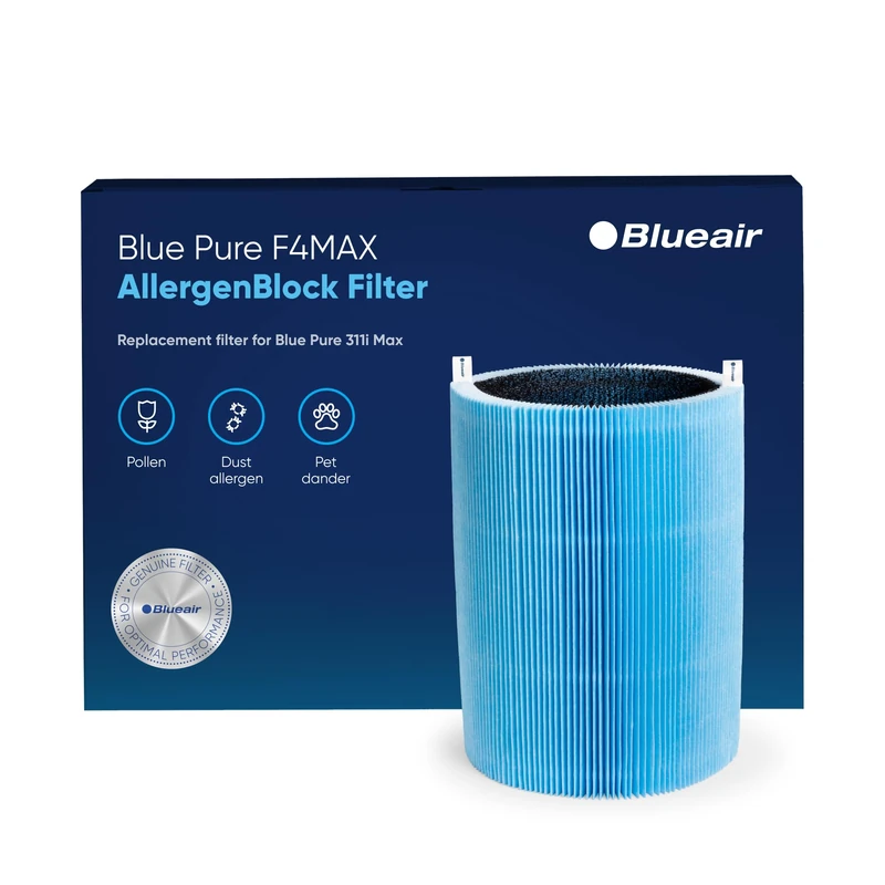 BLUEAIR Blue Pure 411 Max Series AllergenBlock Filter, Genuine Replacement, Allergies Pollen Dust Pet Dander, 411 Max Series Filter