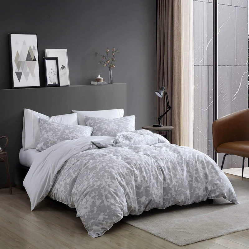 Kenneth Cole | Merrion Collection| Comforter Set- 100% Cotton Ultra Soft, All Season Bedding, Pre-Washed for Added Softness, King, Grey - Image 1
