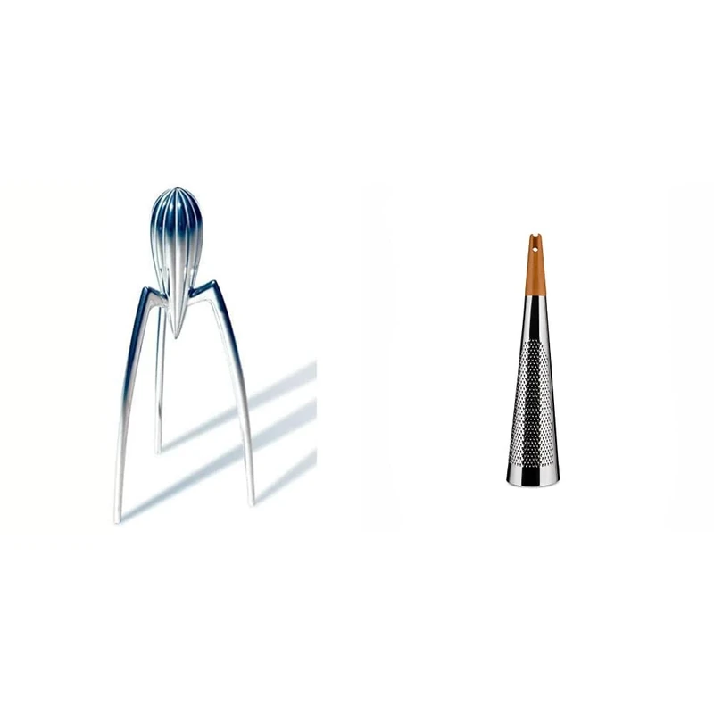 Alessi PSJS Juicy Salif Citrus Juicer, Aluminium, Mirror Polished & Todo Cheese Grater (RS08)