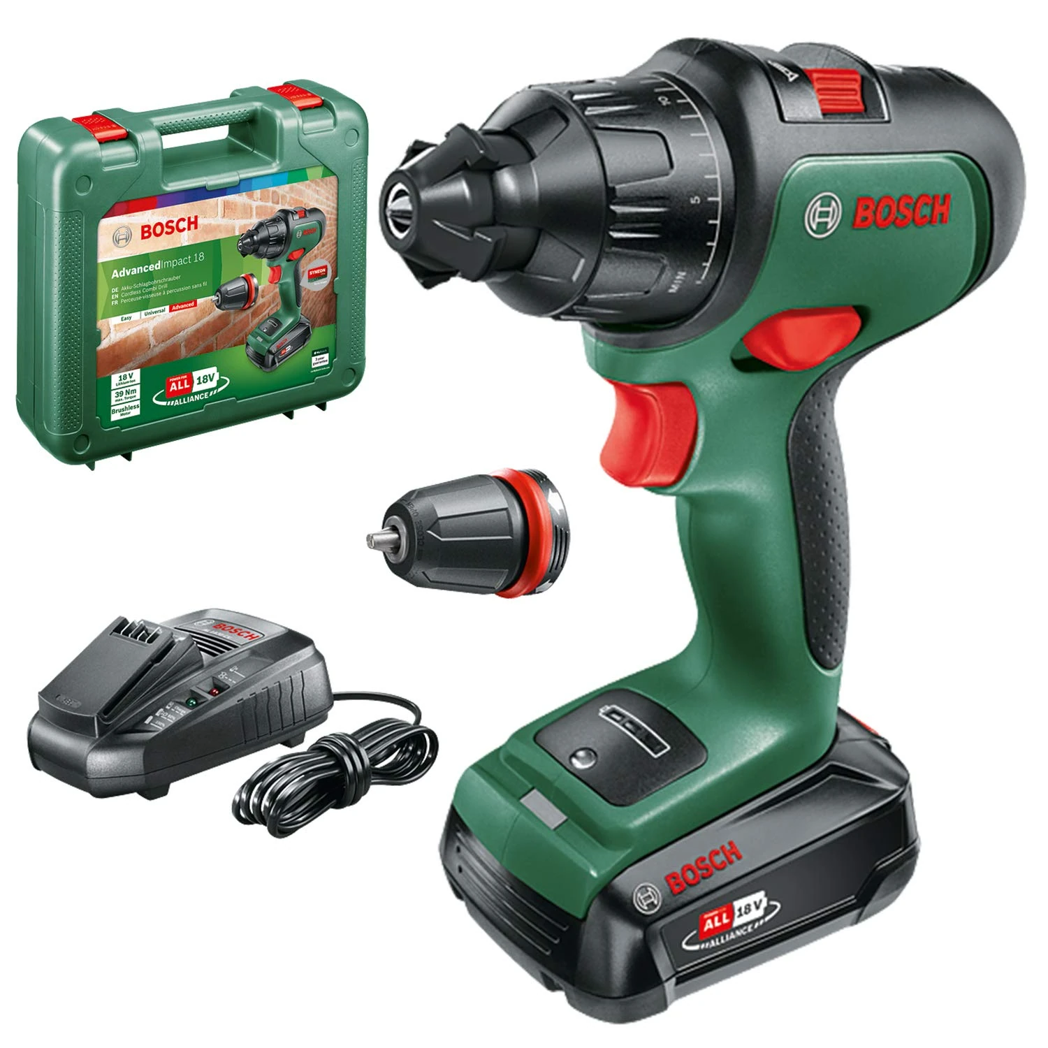 Bosch Cordless Combi Drill AdvancedImpact 18 (1x Battery, 18 Volt System, in Carrying Case)