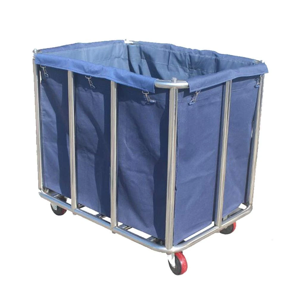 MHBGX Multifunction Portable Hand Trucks,Trolleyserving Trolley Cart Stainless Steel Oxford Cloth Rectangle 10 Steel Pipes Trolley Service Car Easy to Clean Removable, 2 Colors,Blue