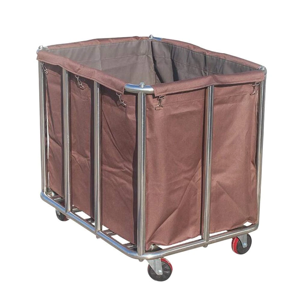 MHBGX Multifunction Portable Hand Trucks,Trolleyserving Trolley Cart Stainless Steel Oxford Cloth Rectangle 10 Steel Pipes Trolley Service Car Easy to Clean Removable, 2 Colors,Brown