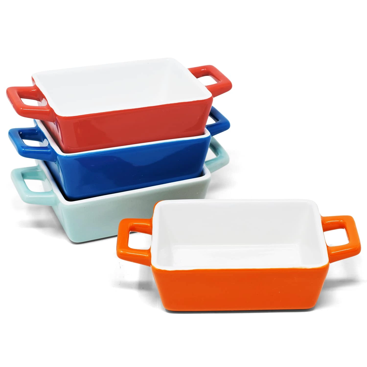 Joeji's Kitchen Set of 4 Mini Rectangle Ceramic Oven Baking Dishes - Ideal for Mini Lasagne Shepherds Pie and More - Small Casserole Dish - Individual & Kids Portion