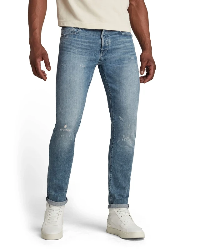 G-Star Men's 3301 Slim style Jeans, Blue (sun faded ice fog destroyed 51001-B767-C275), 27W / 32L