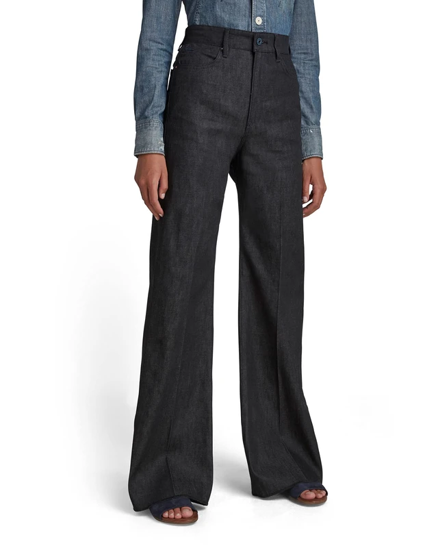 G-Star Women's Deck 1.0 Ultra High Wide Leg Jeans, Black (pitch black D19058-C668-A810), 29W / 32L