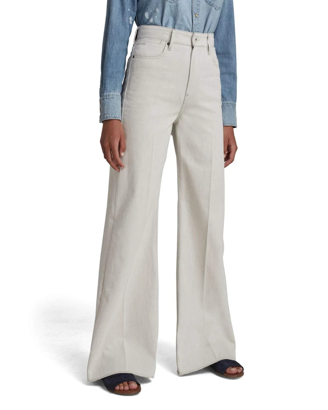 G-Star Women's Deck 1.0 Ultra High Wide Leg Jeans, Beige (ecru D19058-C777-159), 24W / 28L
