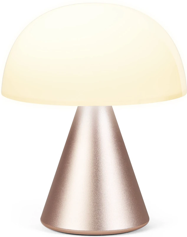 Lexon Mina M Mushroom Lamp - Portable Bedside Light for Bedrooms, Kids & Nursery - 9 LED Color Rechargeable Table Lamp with 24h Light & Dimmer, Medium - Soft Gold