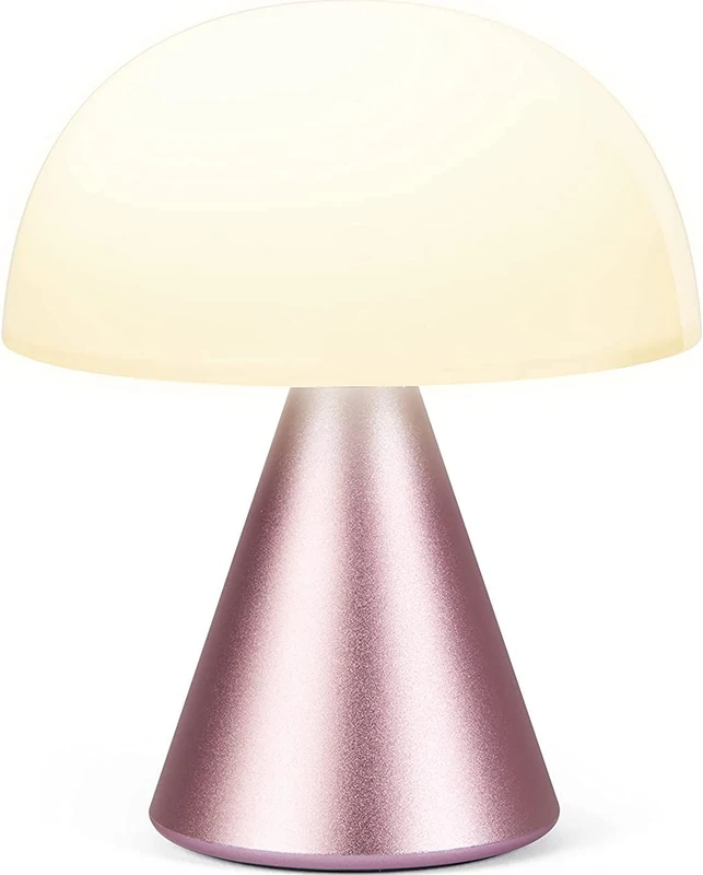 Lexon Mina M Mushroom Lamp - Portable Bedside Light for Bedrooms, Kids & Nursery - 9 LED Color Rechargeable Table Lamp with 24h Light & Dimmer, Medium - Pink