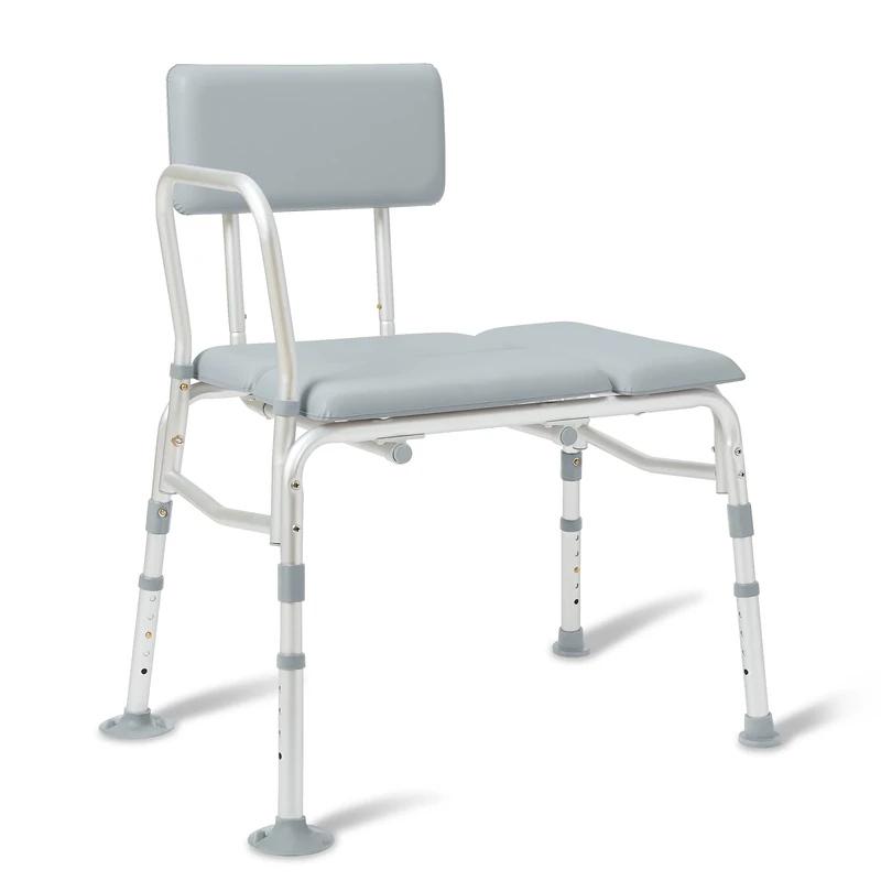 Medline Padded Transfer Bench, Suction Cup Feet, Side Arm, Supports up to 400 lbs