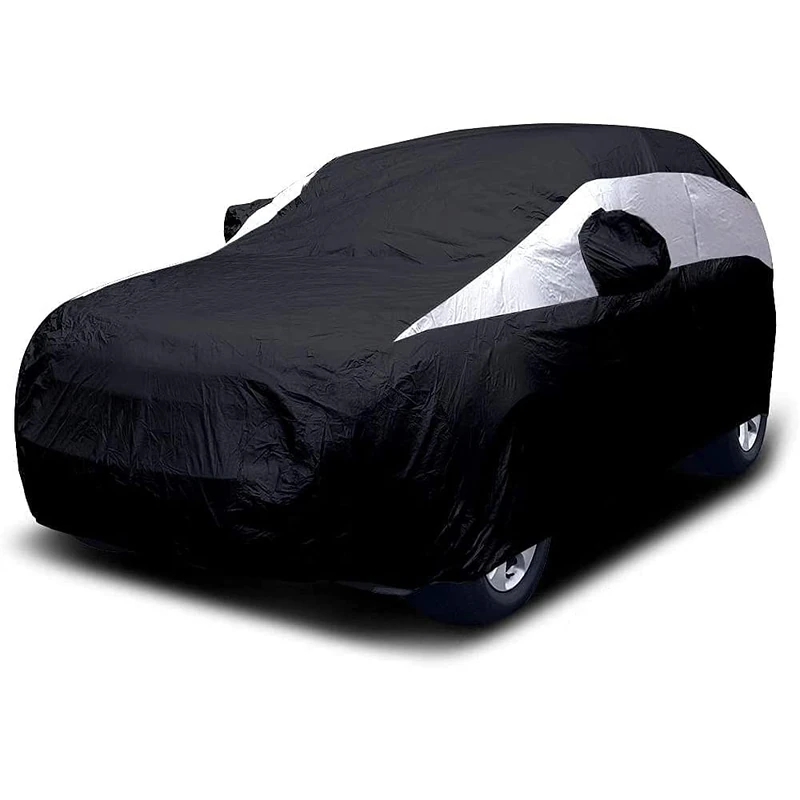 Titan Jet Black Poly 210T Car Cover for Mid-Size SUV 188-206". Waterproof, UV Protection, Scratch Resistant, Driver-Side Zippered Opening. Fits Explorer, Grand Cherokee and More. - Image 1