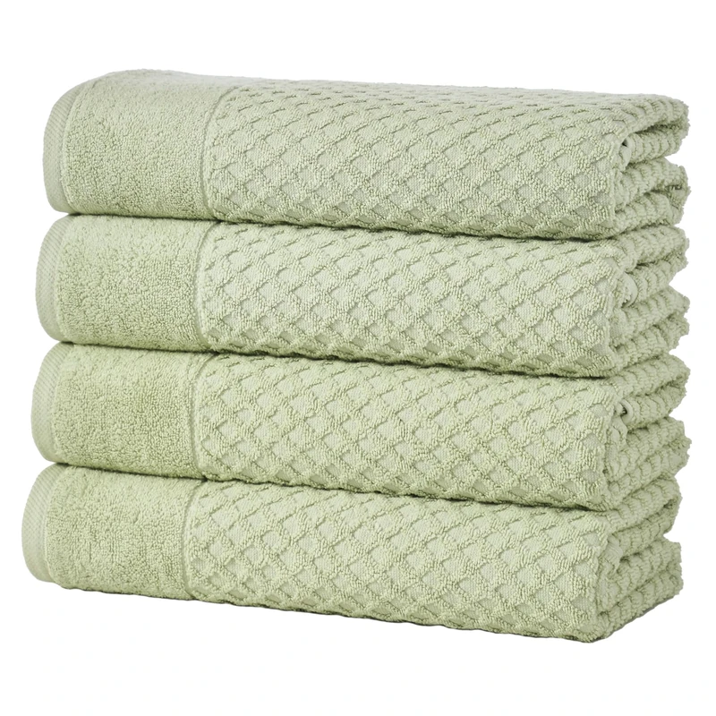 Great Bay Home Bath Towels - 100% Cotton 4 Pack 54x27 Bath Towel Set - Absorbent, Durable, Quick-Dry Towels for Bathroom (Pale Green)