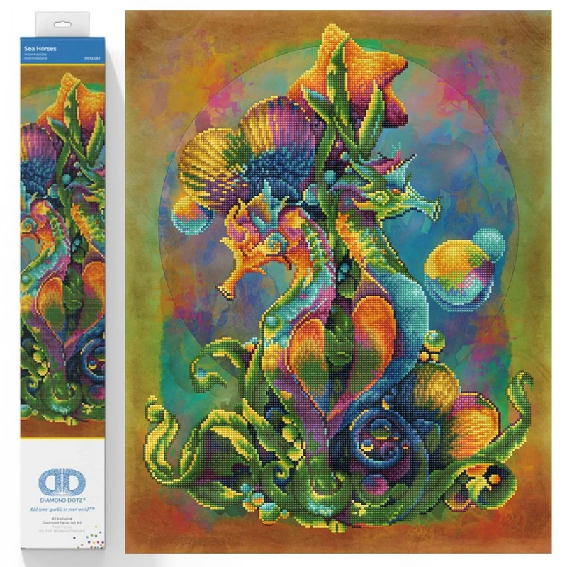 DIAMOND DOTZ Painting Kit: Intermediate, DD12, Sea Horses, 52 x 66cm