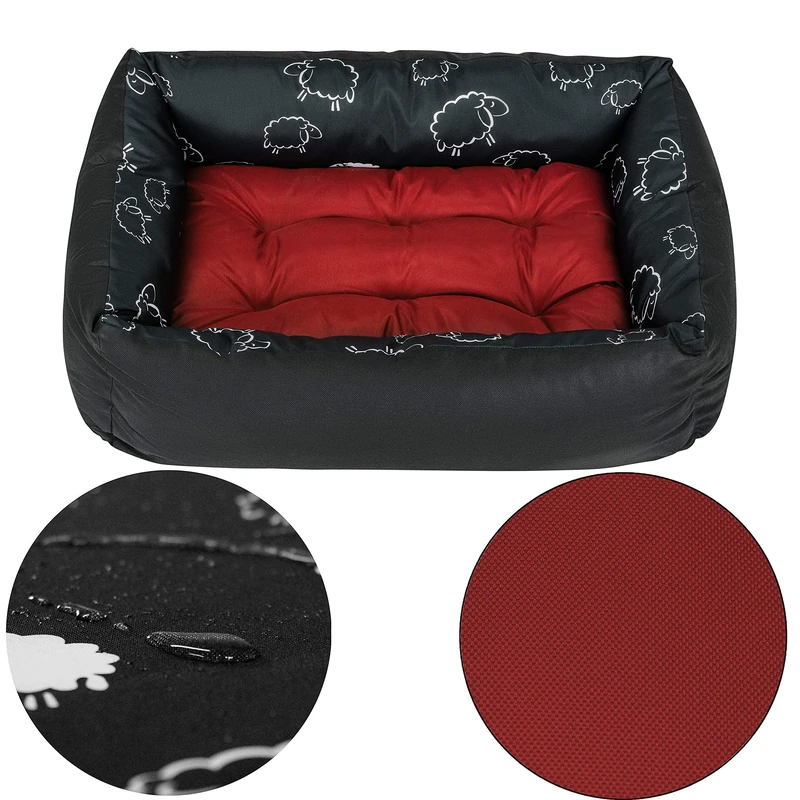 Superkissen24. Pet Bed for Dog and Cat - Dog Sofa - Washable - Small, Medium and Big Dogs - M - Maroon - Sheep