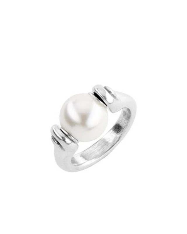 Uno de 50 Sterling Silver and Synthetic Pearl Plated Metal Ring - Image 1