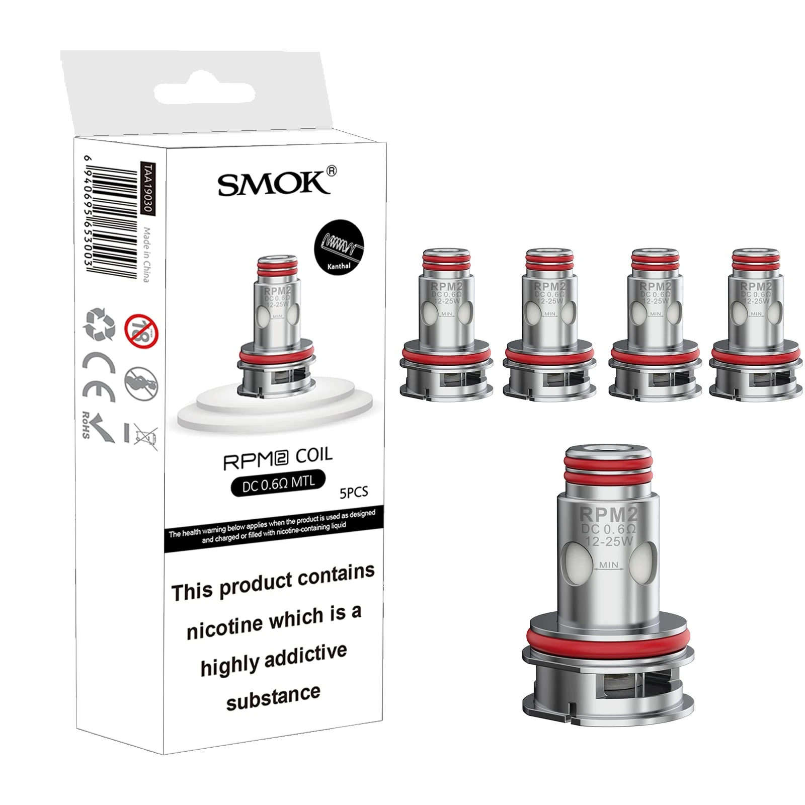 SMOK RPM 2 Coils 0.6 ohm DC MTL: Precision-engineered Dual Coils for Smooth Mouth-to-Lung Vaping (Pack of 5) Works With RPM 2 Series POD, IPX80 Kit, RPM 2 Kit, RPM 85 Kit No Nicotine