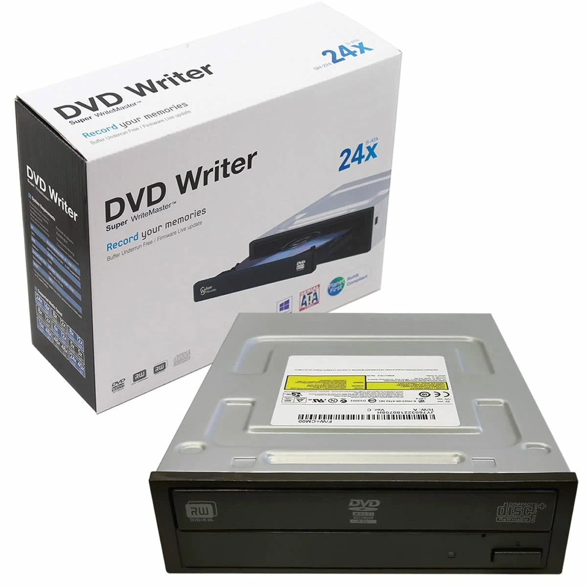 JUSTOP 24x SATA Internal DVD-RW Writer Rewriter Super Multi DL Drive Black CD+/-RW, DVD+/-RW, DVD DL, 4-24 x, 145 ms DVD