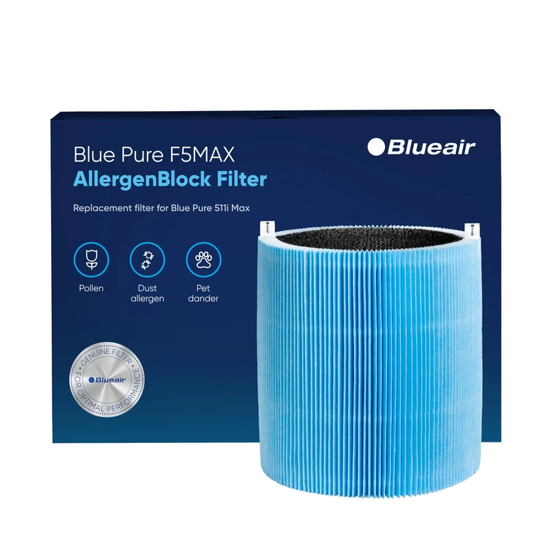 F5MAX Allergen Block Genuine Replacement, Blueair Filter Allergens, Pet Hair, Pollen, Dust, Blue Pure 511i Max AllergenBlock Filter Fits Blueair 511i Max Air Purifier