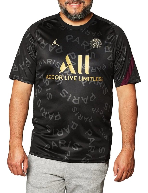 Nike Men's Psdry Pcl T-Shirt, Black/Bordeaux/Truly Gold, M