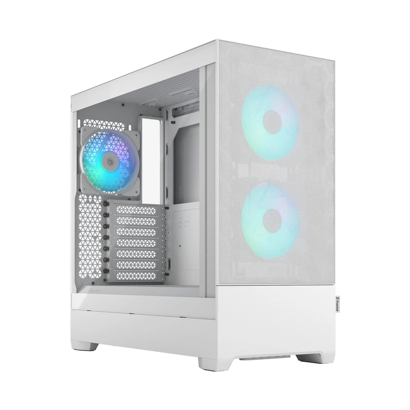 Fractal Design Pop Air RGB White - Tempered Glass Clear Tint - Honeycomb Mesh Front – TG side panel - Three 120 mm Aspect 12 RGB fans included – ATX High Airflow Mid Tower PC Gaming Case