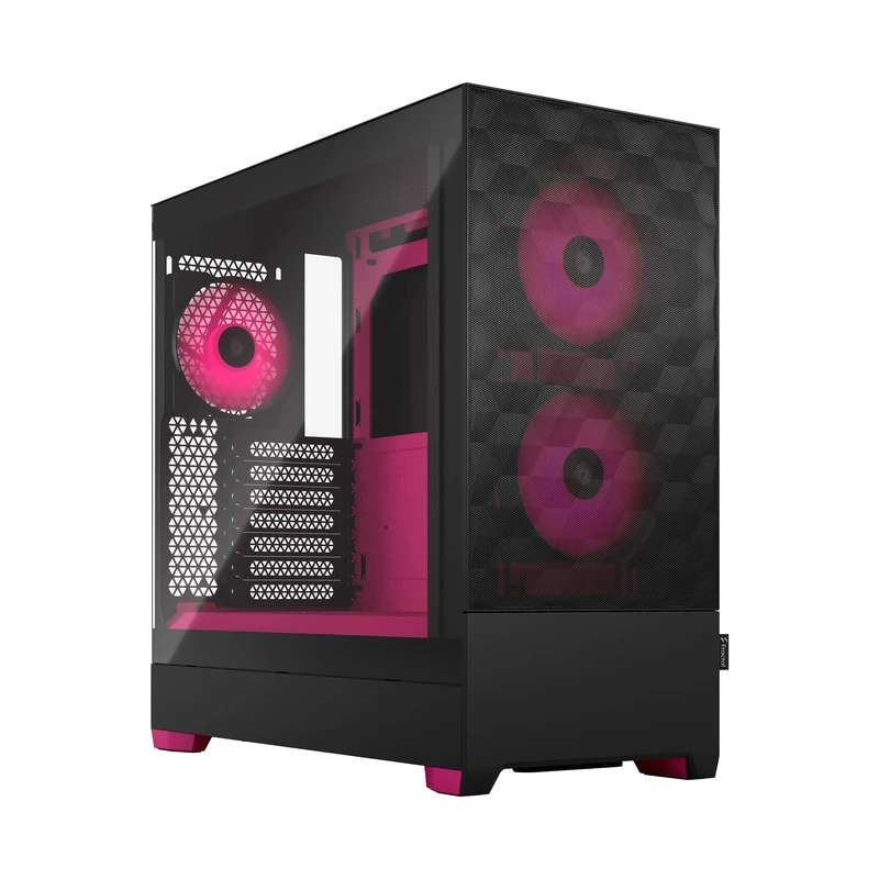Fractal Design Pop Air RGB Magenta Core - Tempered Glass Clear Tint - Honeycomb Mesh Front – TG side panel - Three 120 mm Aspect 12 RGB fans included – ATX High Airflow Mid Tower PC Gaming Case