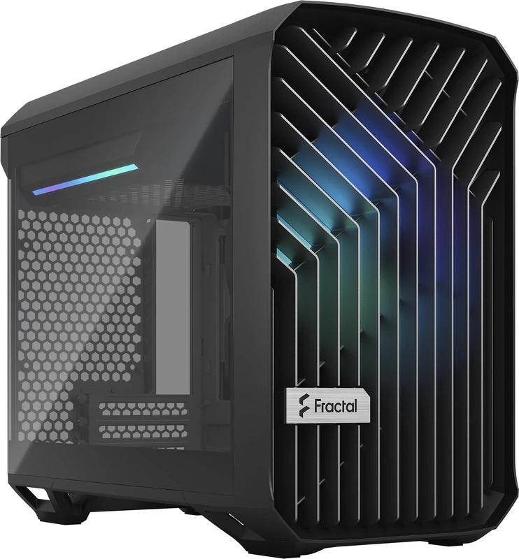 Fractal Design Torrent Nano RGB Black - Light tint tempered glass side panels - Open grille for maximum air intake - 180mm RGB PWM fan included - Type C - mITX Airflow Mini Tower PC Gaming Case