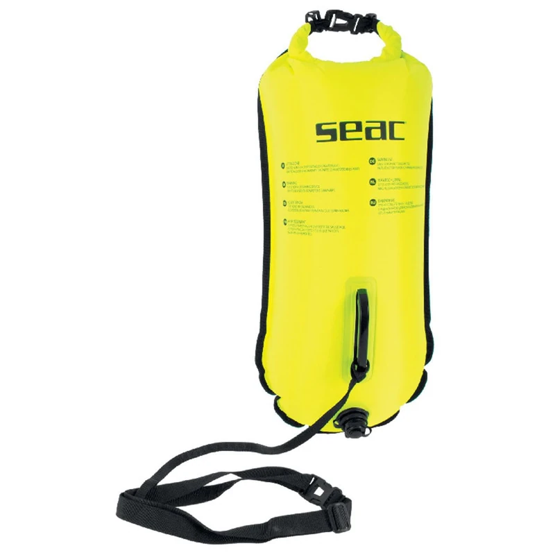 SEAC, Safe Dry Inflatable Swim Buoy, 36 x 72 cm, 28 lt Unisex Adult, Yellow, One Size