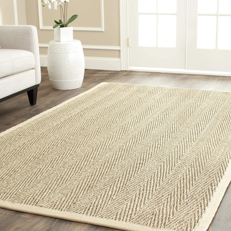 Safavieh Natural Fibre Collection Rug for Living Room, Dining Room, Bedroom, Short Pile, Natural and Beige, 122 x 122 cm
