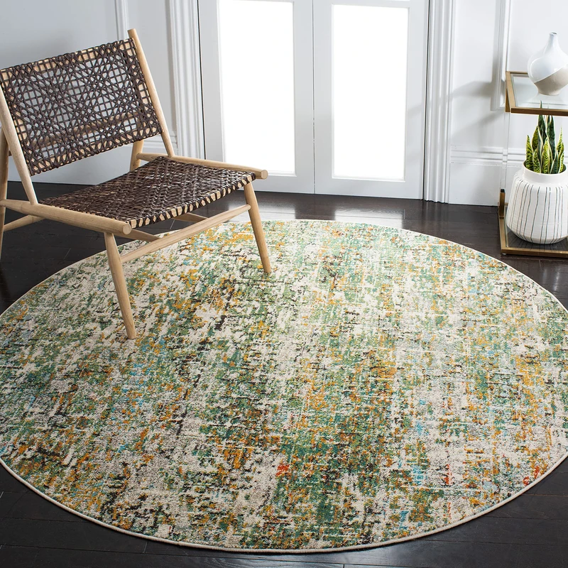 Safavieh Contemporary Rug for Living Room, Dining Room, Bedroom - Madison Collection, Short Pile, in Green and Turquoise, 91 x 91 cm