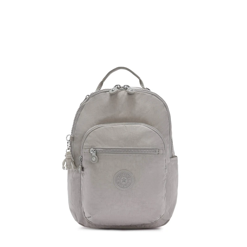 Kipling Women's Seoul Small Backpack, Durable, Padded Shoulder Straps with Tablet Sleeve, School Bag, Grey Gris, 10" L x 13.75" H 4.5" D, Women's Seoul Small Tablet Backpack, Durable, Padded Shoulder