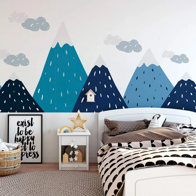 Ambiance-Wall Sticker for Children Giant Scandinavian Mountain Decoration for Baby Room 65 x 190 cm 1 Unit