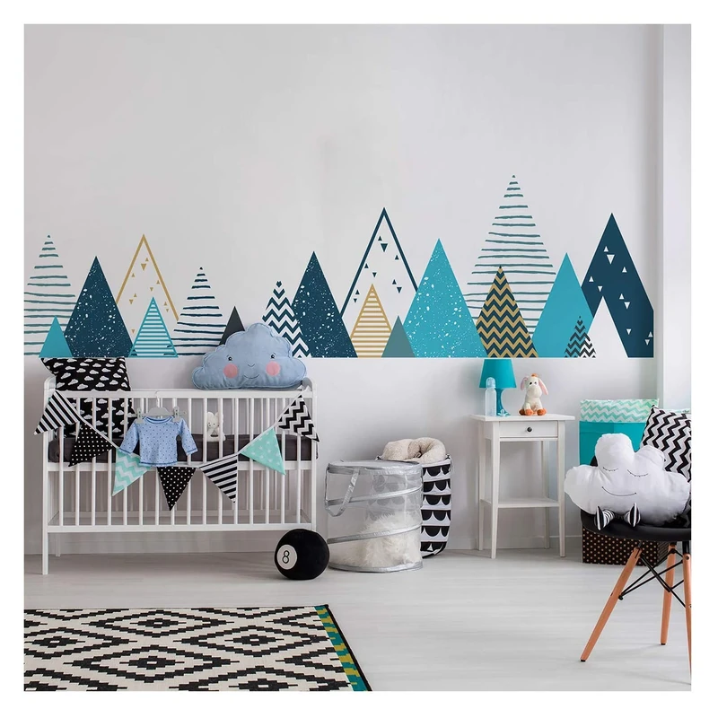 Children's Wall Sticker Giant Scandinavian Mountains for Baby's Room 95 x 360 cm - Image 1