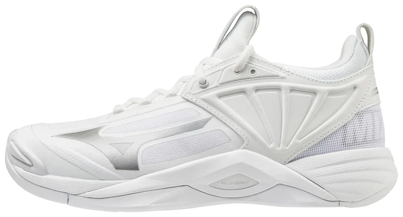 Mizuno Women's Wave Momentum 2 Volleyball Shoe, White/Silver, 12