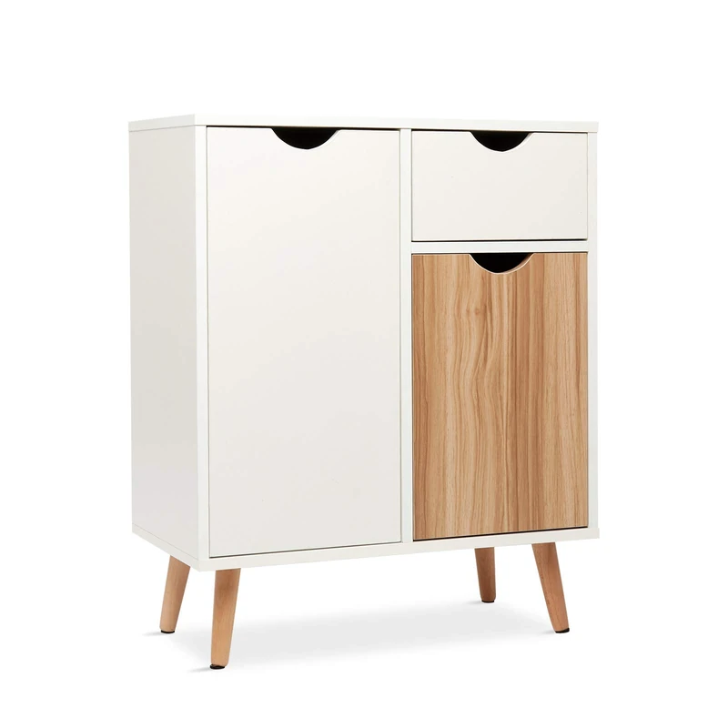 Mondeer Sideboard Storage Cabinet, Cupboard with Drawer and 2 Doors Free Standing Wooden for Living Room Bedroom Kitchen