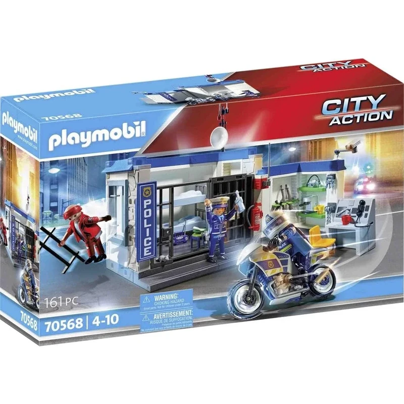 Playmobil 70568 City Action Police Prison Escape with Motorcycle, fun imaginative role play, playset suitable for children ages 4+