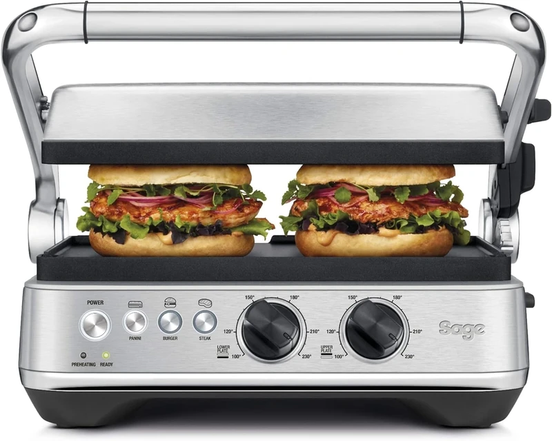 Sage - The BBQ & Press Grill - One-Touch Perfect Panini, Burger & Steak, Brushed Stainless Steel