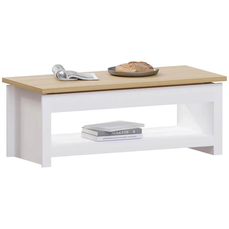 Vida Designs Arlington Coffee Table Sliding Top With Storage 1 Shelf MDF Living Room (White)