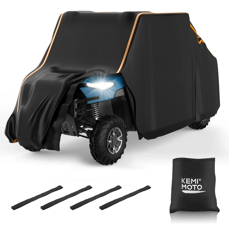 Ranger Cover, Kemimoto Waterproof 4-Seats 2-Row Seating 420D Heavy Duty Cover with Reflective Strips Compatible with Polaris Ranger Crew 570 800 900 1000 XP General 4 1000 RZR XP 4 Turbo Talon 1000X4