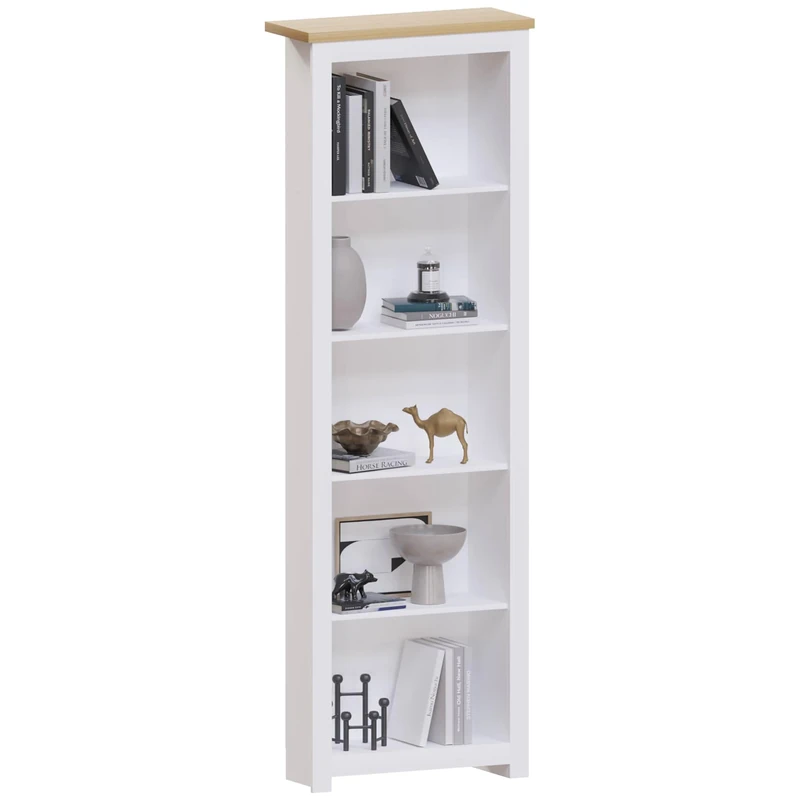 Vida Designs Arlington Bookcase Modern Display Shelves Storage MDF Furniture White (5 Tier)