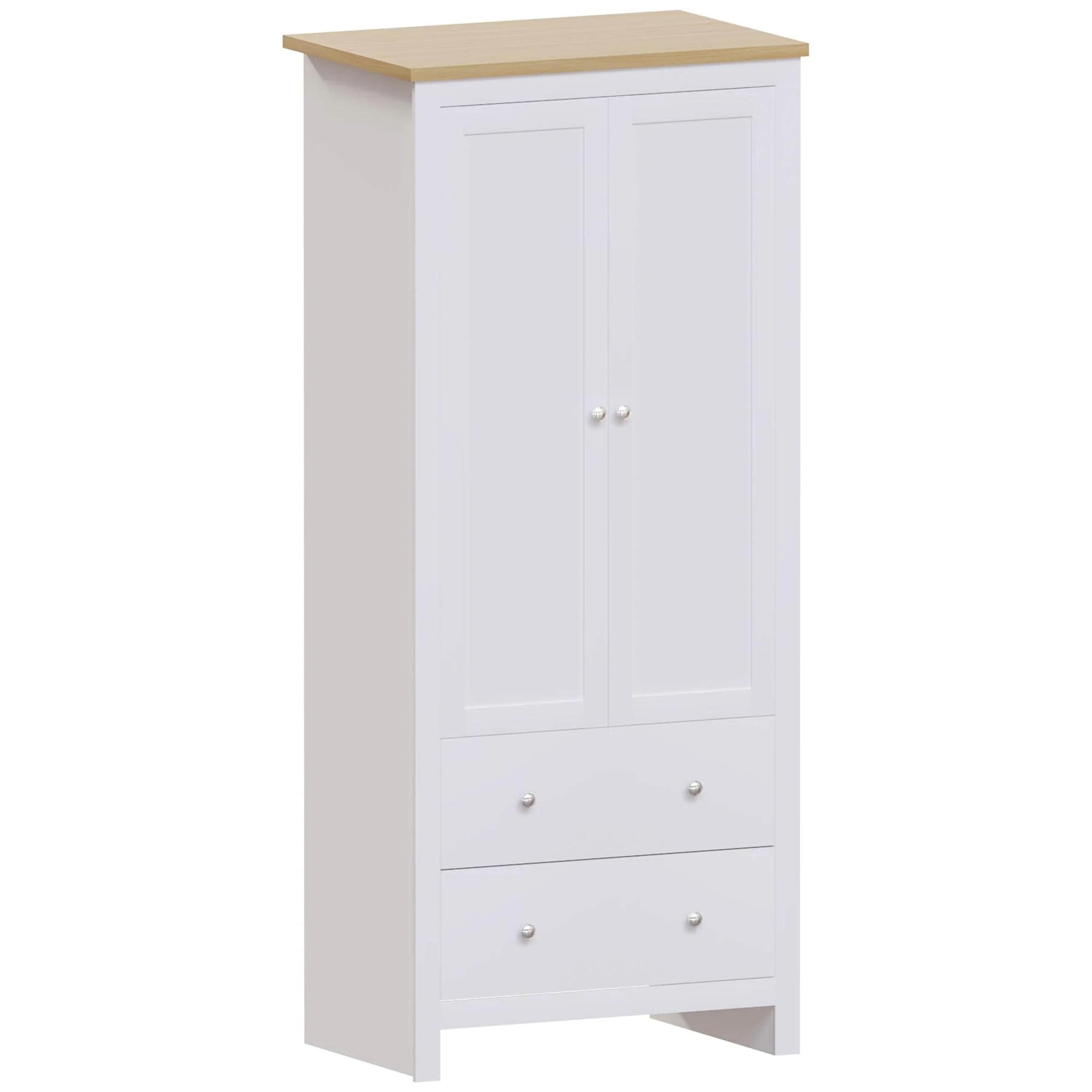Vida Designs Arlington Wardrobe 2 Door 2 Drawer Bedroom Furniture Clothes Rail Storage (White)