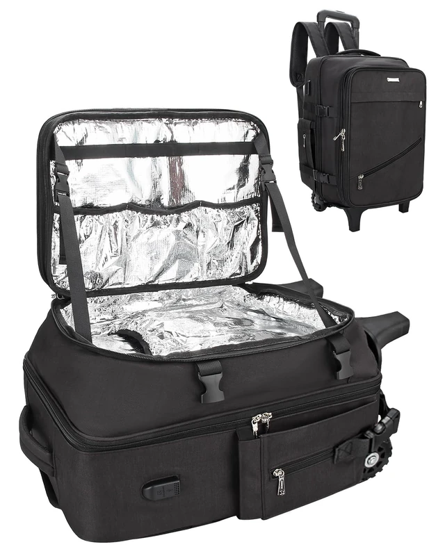 Relavel Makeup Backpack, Professional Makeup Case Extra Large Travel Train Case Organizer Makeup Bag for Women, Black, L, Professional Makeup Backpack