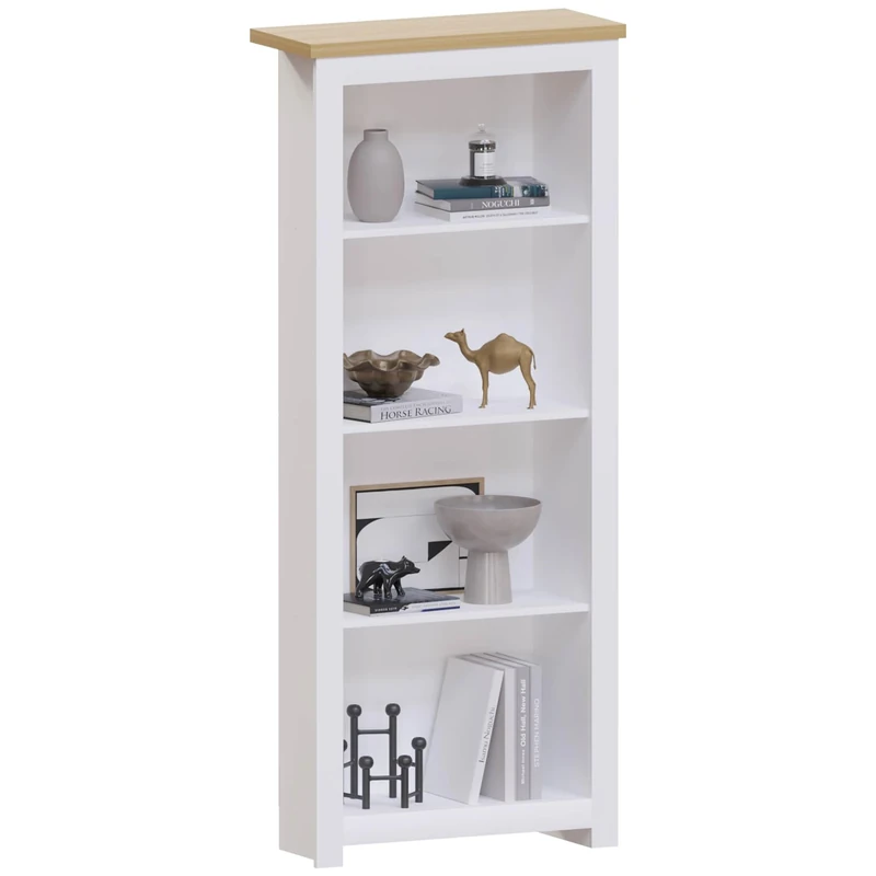 Vida Designs Arlington Bookcase Modern Display Shelves Storage MDF Furniture White (4 Tier)