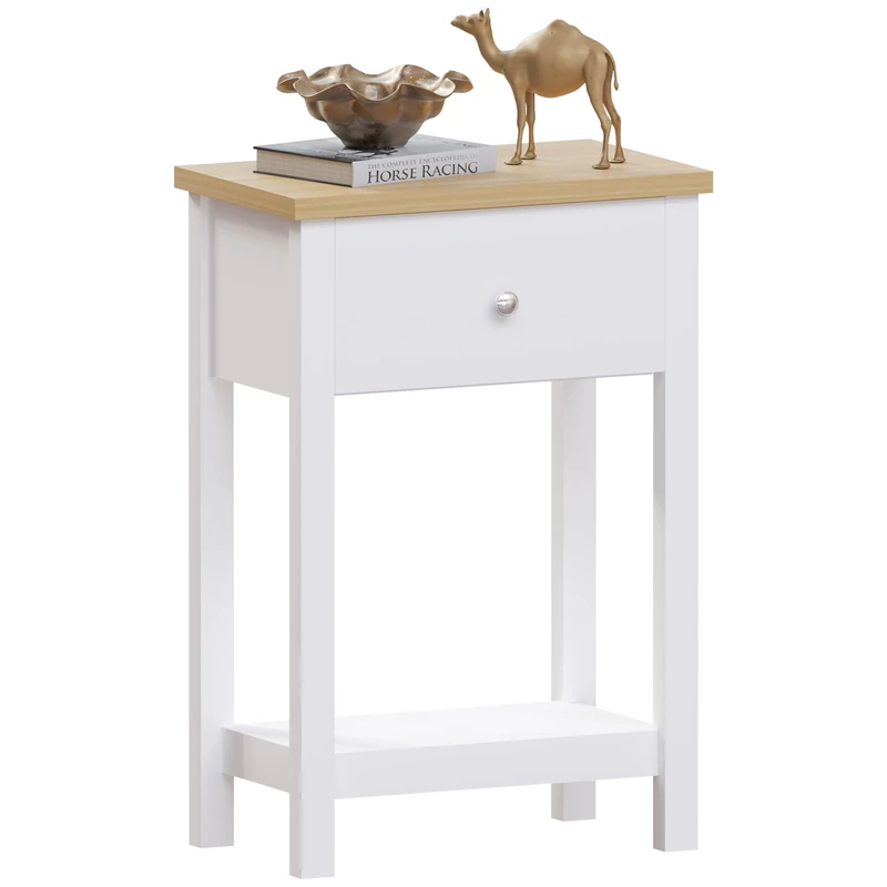 Vida Designs Arlington Console Table Shelf Hallway Side End Dressing Table MDF (White, 1 Drawer) - Image 1