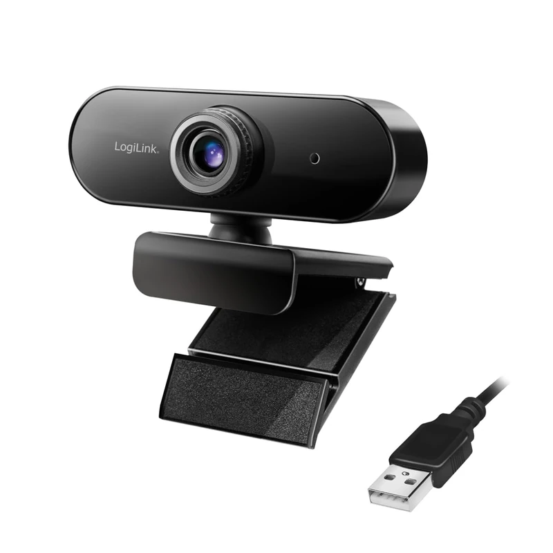 LogiLink UA0371 - Pro Full HD USB Webcam with Microphone for crisp video calls via Skype/Google Meet/FaceTime/FB Messenger/etc.