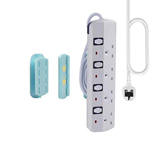 5M Extension Lead with 2 USB Ports and 2 Type C,Power Strip Surge Protected Extension Cable with 5 way extension Socket 5V 3.0A (White, 4Way/1.8M Cable)