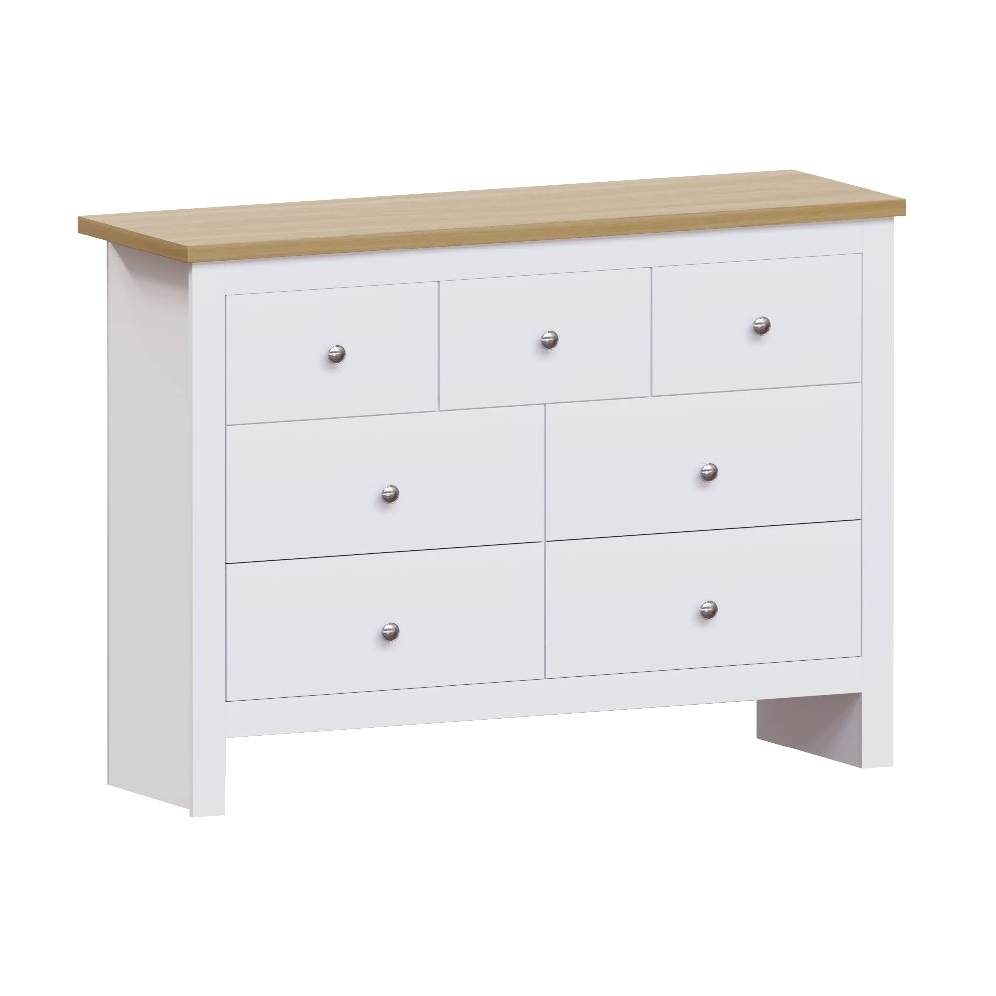 Vida Designs Arlington 4+3 Chest of Drawers Cabinet Storage Modern Bedroom Furniture (White)